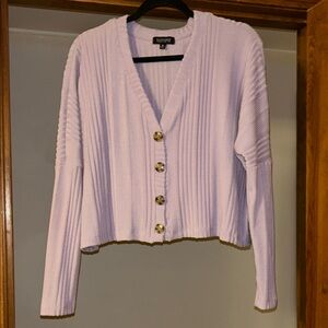 Lavender Ribbed Button Front Cardigan, Small NWOT